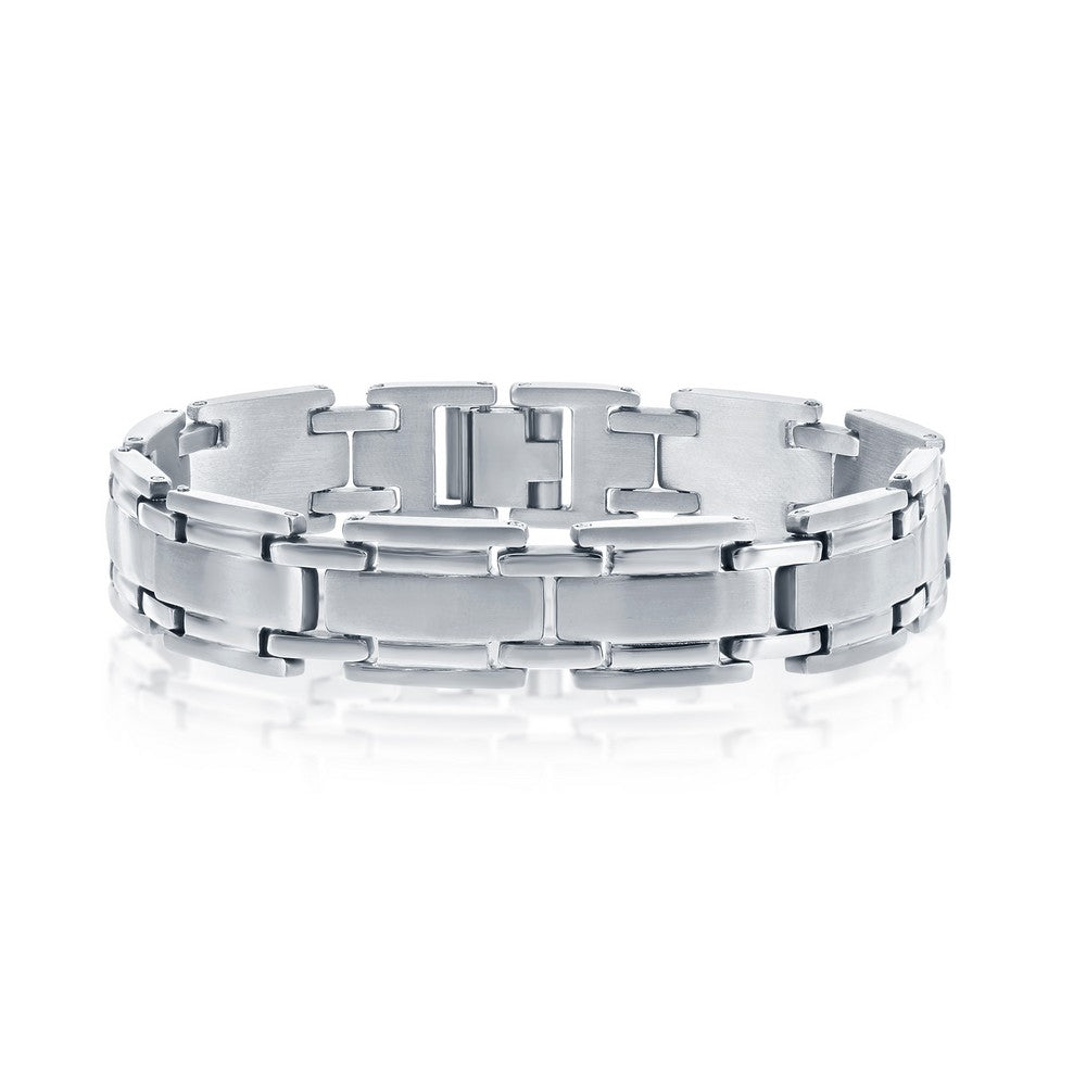 Stainless Steel Matte and Polished Linked Bracelet
