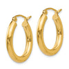 14k Polished 3mm Tube Hoop Earrings