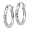 14k White Gold Diamond-cut 2mm Round Tube Hoop Earrings