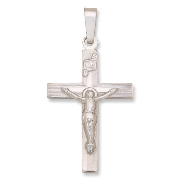 14kt White Gold Crucifix - Hollow - 1" x 1/2"