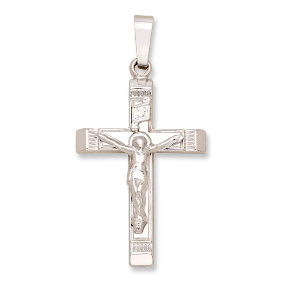 14kt White Gold Crucifix - Hollow - 1" x 1/2"