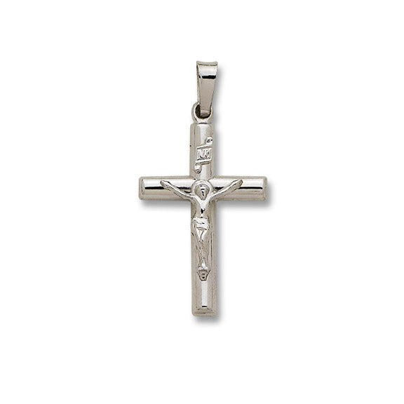 14kt White Gold Crucifix - Hollow - 1" x 1/2"
