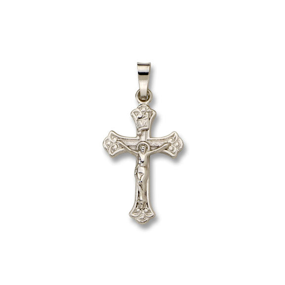14kt White Gold Crucifix Cross - Solid - 1" x 1/2"