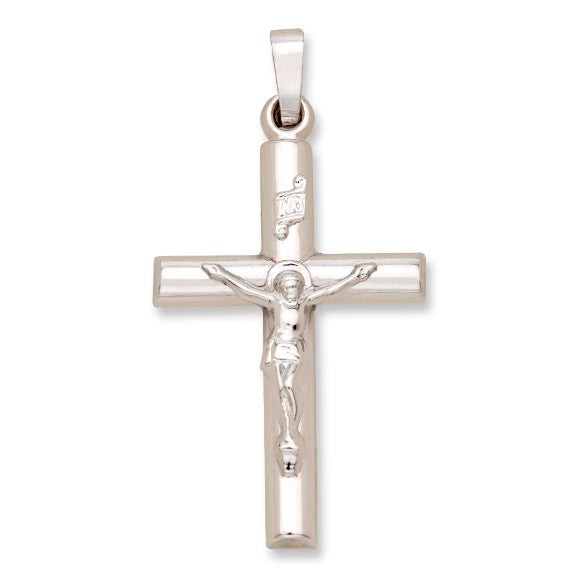 14kt White Gold Crucifix - Hollow - 1 1/4" x 5/8"