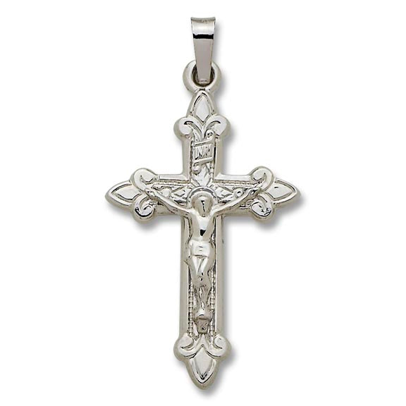 14kt White Gold Cross - Hollow - 1 1/4" x 5/8"