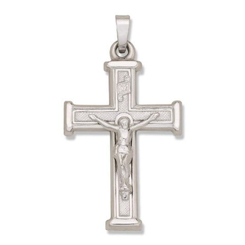 14kt White Gold Cross - Hollow - 1" x 3/4"