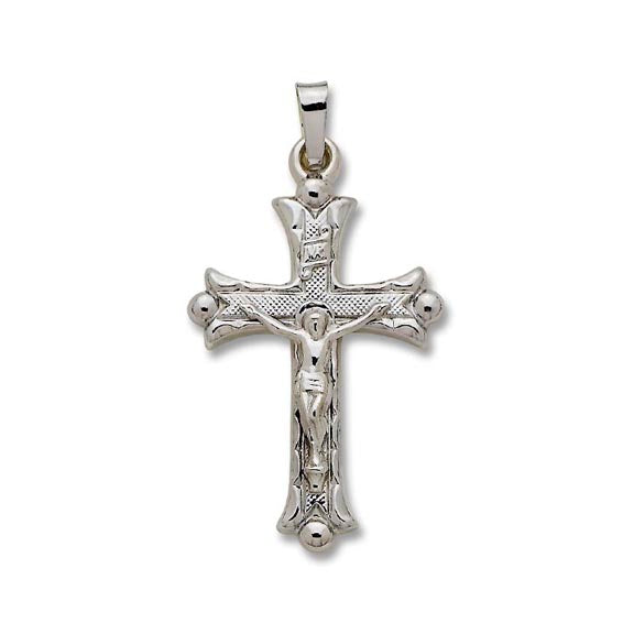 14kt White Gold Crucifix - Hollow - 1 1/4" x 11/16"