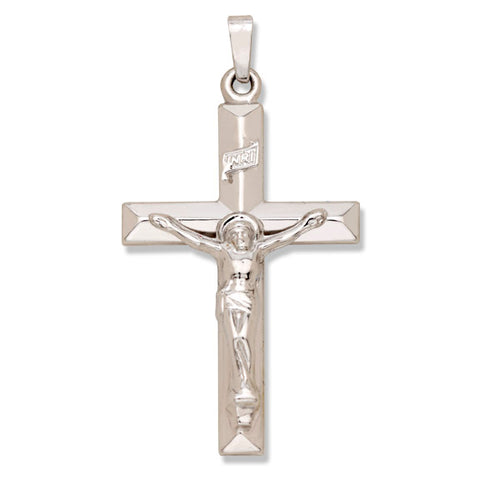 14kt White Gold Crucifix - Hollow - 1 3/8" x 3/4"