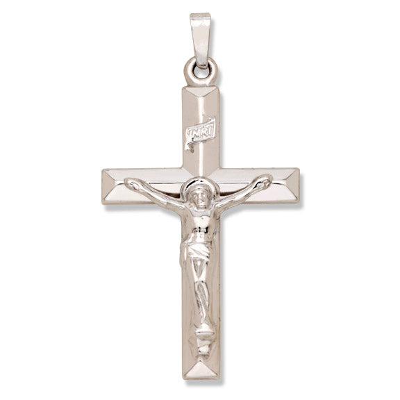 14kt White Gold Crucifix - Hollow - 1 3/8" x 3/4"