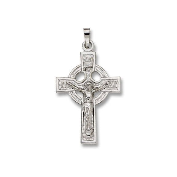 14kt White Gold Crucifix - Solid - Celtic - 1 1/2' x 13/16"