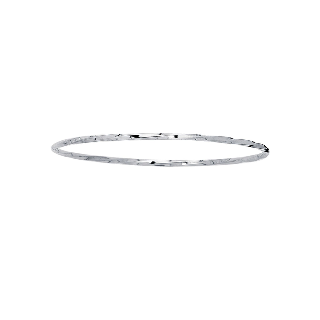 14kt 8 inches White Gold 2.50mm Shiny Twisted Round Tube Stackable Bangle