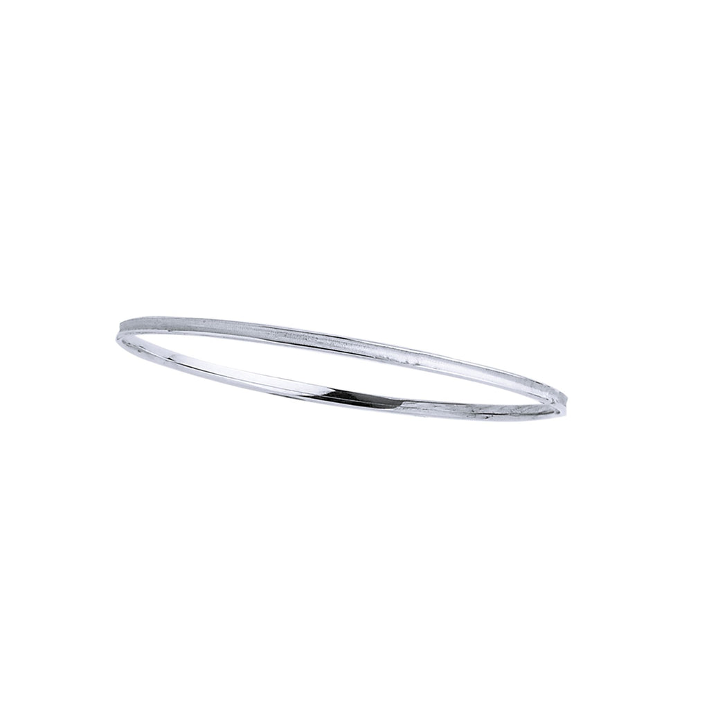 14kt 8 inches White Gold 3.15mm Shiny Round Concave Stackable Bangle