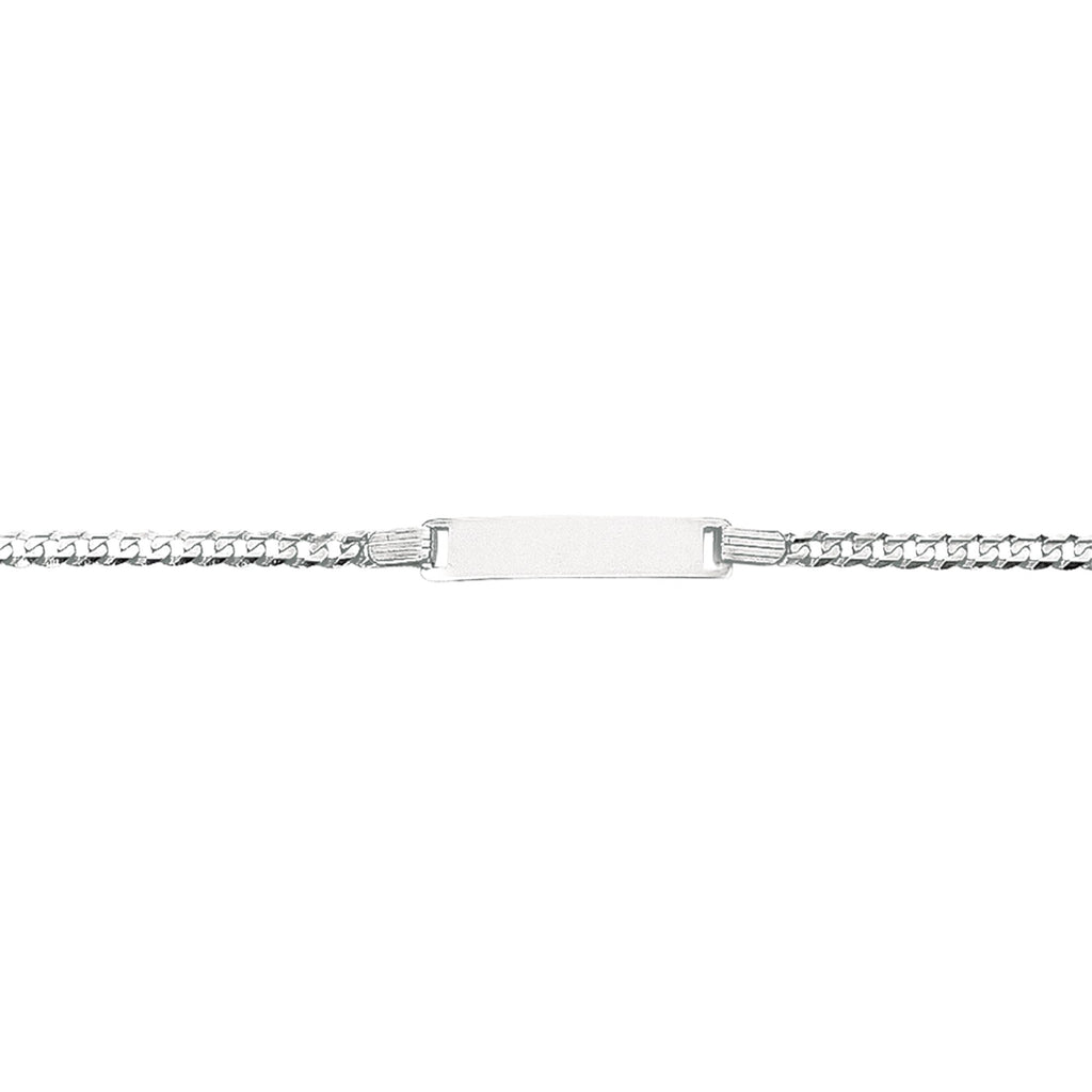 14kt 6 inches White Gold Shiny Curb Link ID Bracelet with Lobster Clasp