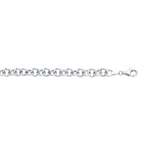 14kt 7.25 inches White Gold Diamond Cut Double Link Charm Bracelet with Lobster Clasp