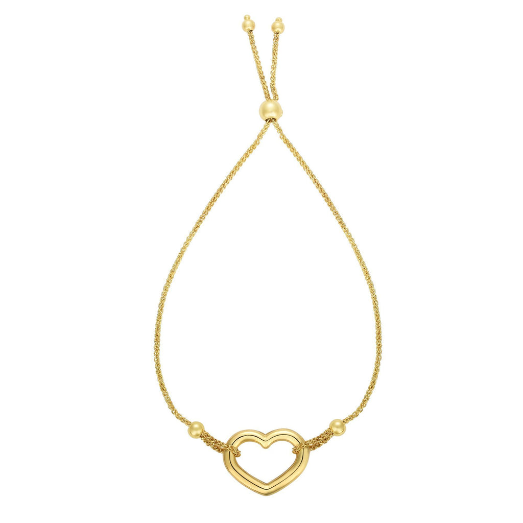 14kt Yellow Gold Bracelet with Heart and Bolo Clasp