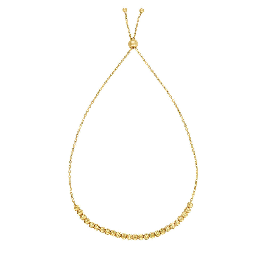 14kt Gold Bracelet with Diamond Cut Beads and  Bolo Clasp