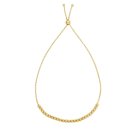 14kt Gold Bracelet with Diamond Cut Beads and  Bolo Clasp
