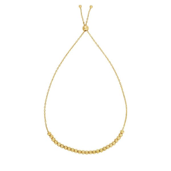 14kt Gold Bracelet with Diamond Cut Beads and  Bolo Clasp