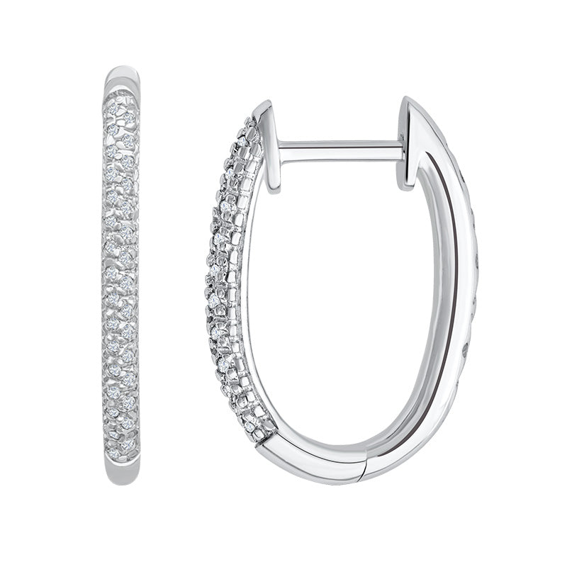 Sterling Silver Hoop Earrings with Diamonds