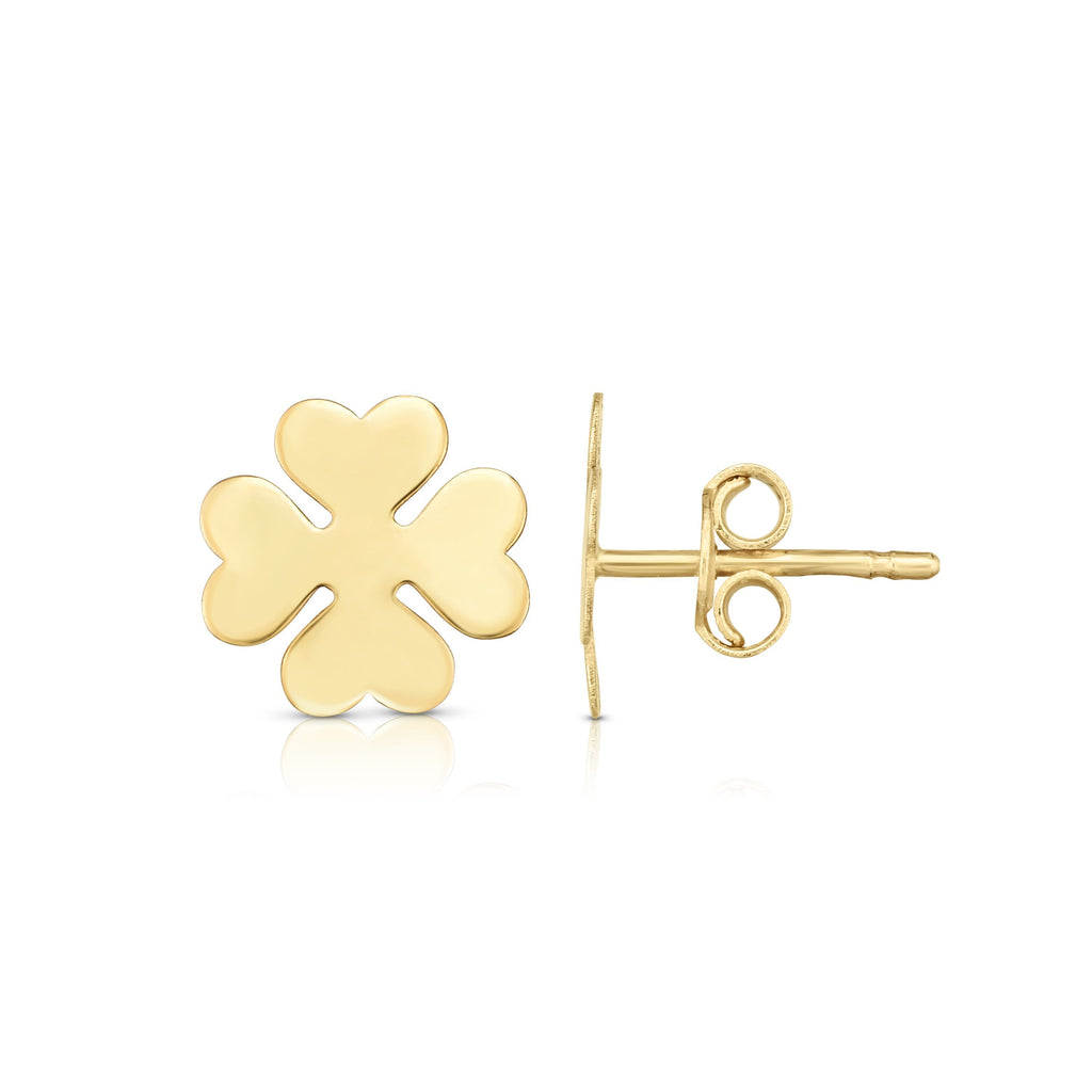 14kt Yellow Gold Four Leaf Clover Stud Earrings