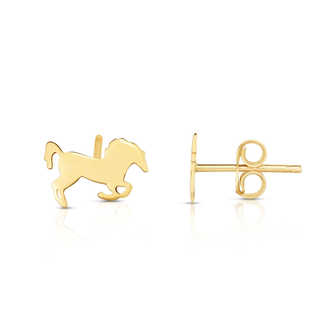 14kt Yellow Gold Horse Stud Earrings