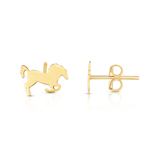 14kt Yellow Gold Horse Stud Earrings