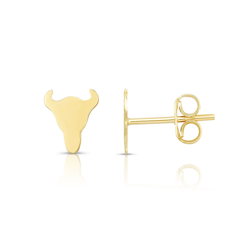 14kt Yellow Gold Bulls Head Stud Earrings