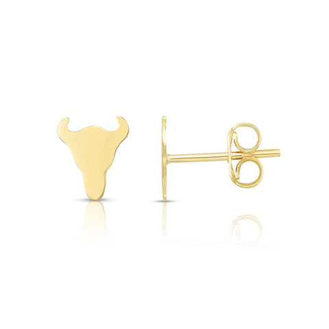 14kt Yellow Gold Bulls Head Stud Earrings