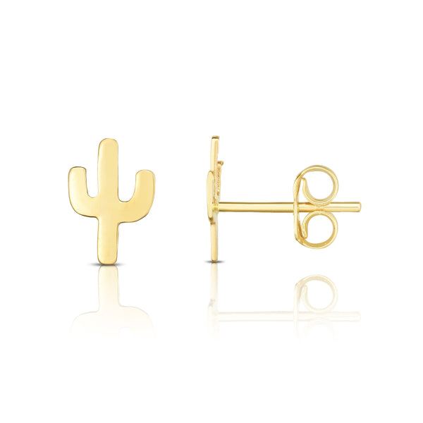 14kt Yellow Gold Cactus Stud Earring