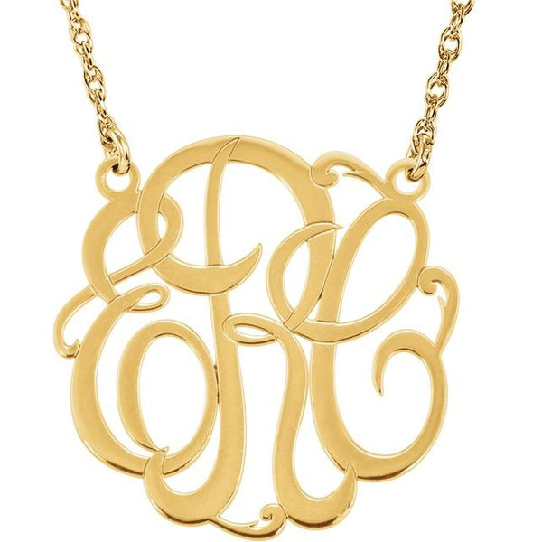 3-Letter Monogram Necklace 1 Inch