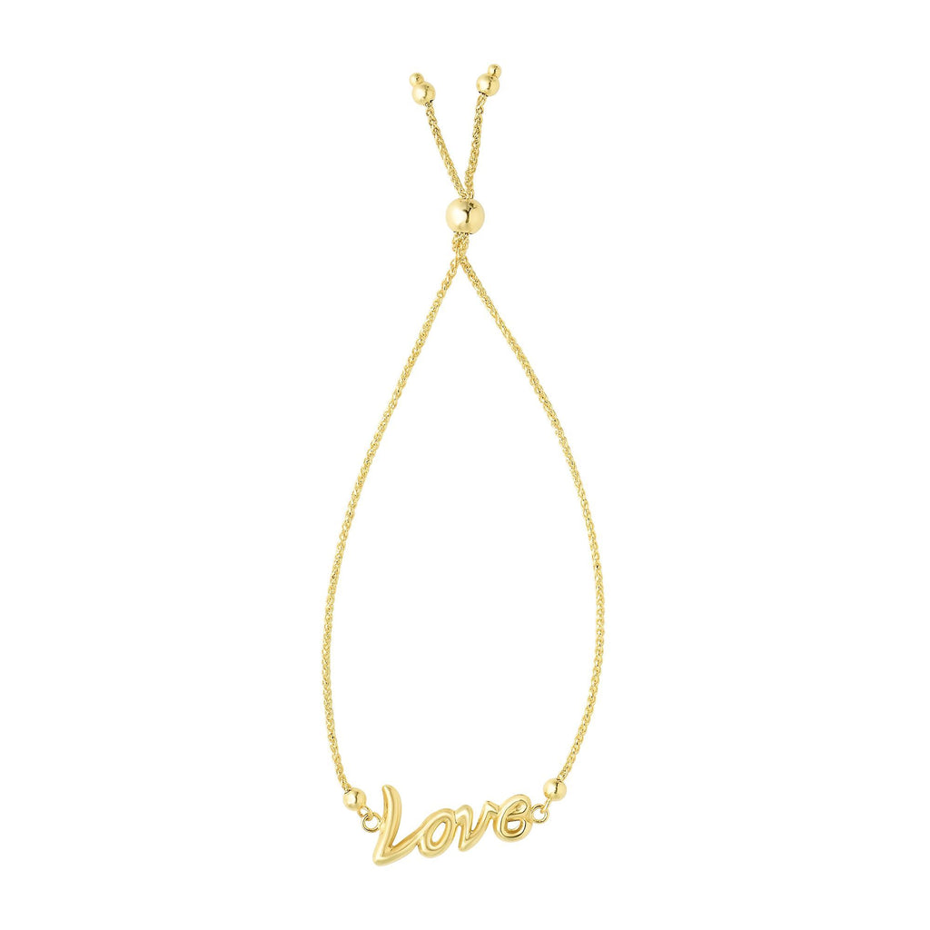 14kt Yellow Gold Bracelet with Bolo Clasp and 'Love'