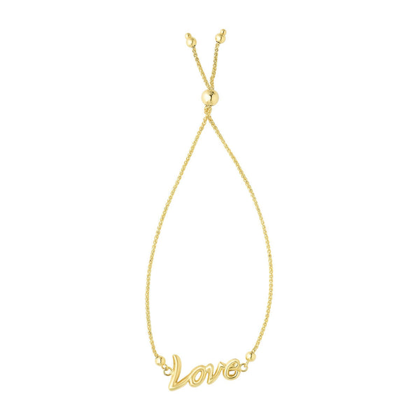 14kt Yellow Gold Bracelet with Bolo Clasp and 'Love'