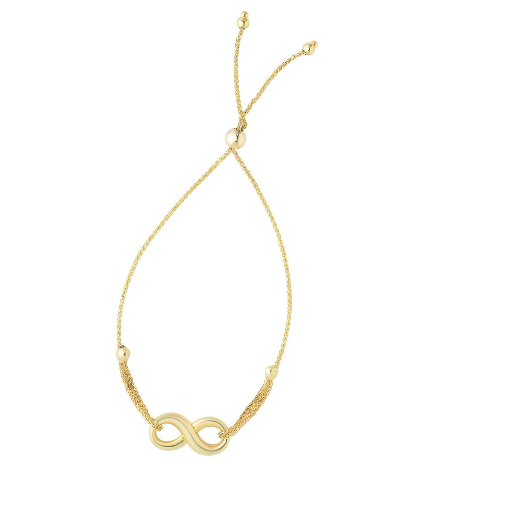 14kt Yellow Gold Bracelet with Infinity and Bolo Clasp