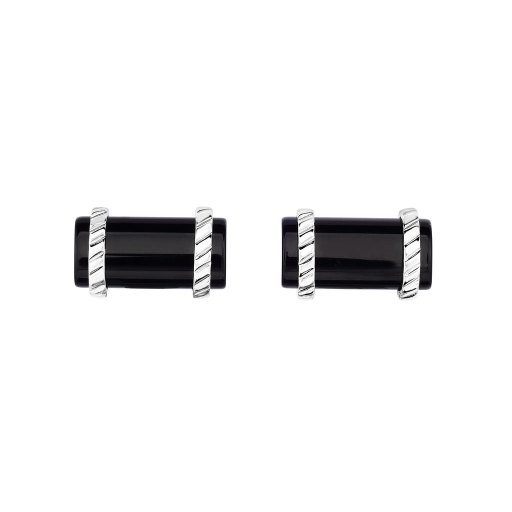 'Phillip Gavrie' Gents Cufflinks Sterling Silver and Black Agate