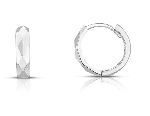 Copy of 14kt White Gold Diamond Cut Huggie Earrings