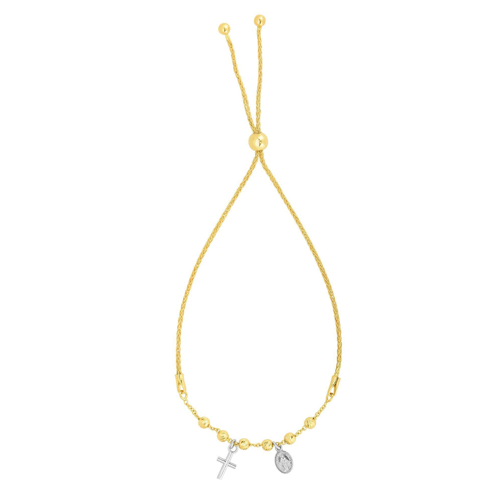 14kt Gold Bracelet with Cross and Bolo Clasp