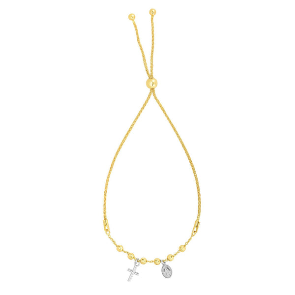 14kt Gold Bracelet with Cross and Bolo Clasp